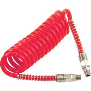 PCL HA5209 Polyurethane Coiled Hose Assembly, Red, 2.5m of 6.5mm i/d Hose, Male Thread R 1/4 Swivel Ends