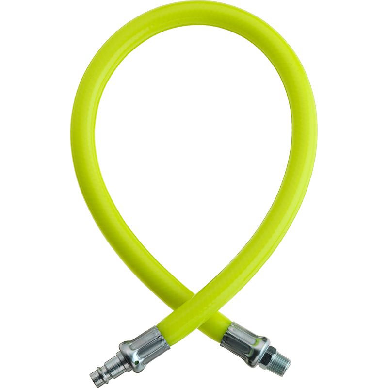 PCL HA2132HV Anti Whip Hose Yellow High Visibility 0.6m of 10mm i/d Hose, XF-Euro Adaptor to Male Thread R 1/4