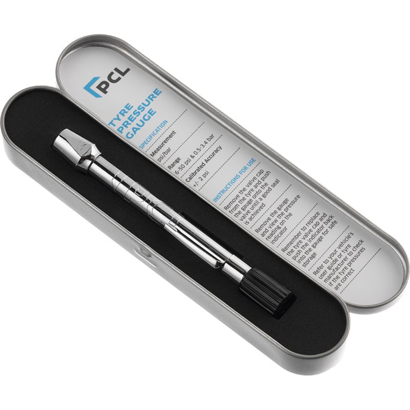 PCL TPG20H17 Tyre Pressure Gauge, In-Line Head, 6-50 psi & 0.5-3.4 bar